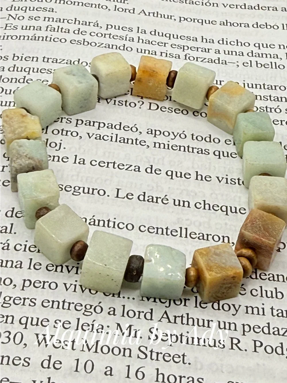 Amazonite chunky cubes statement bracelet